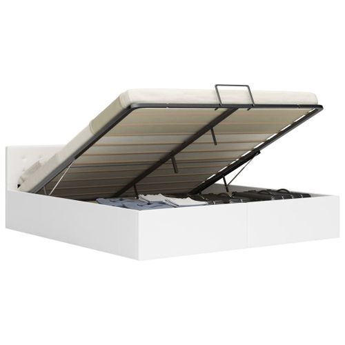Vidaxl Cadre De Lit Avec Rangement Hydraulique Similicuir 160x200 Cm