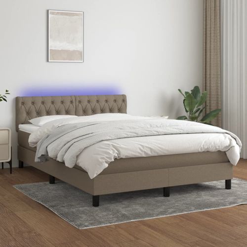 Vidaxl Sommier Tapissier Avec Matelas Et Led Taupe 140x200 Cm Tissu