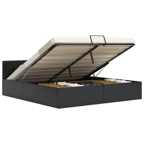 Vidaxl Cadre De Lit Avec Rangement Hydraulique Similicuir 160x200 Cm