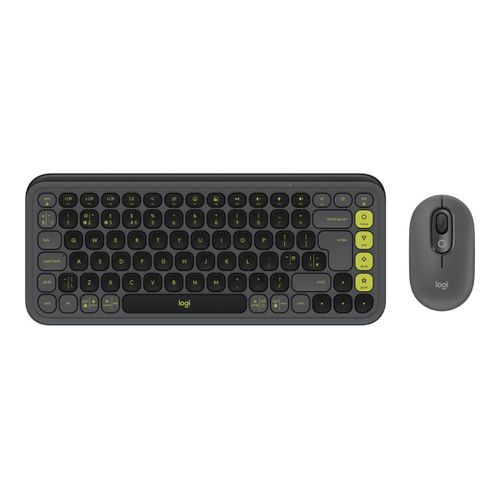 Logitech POP Icon Combo - Ensemble clavier et souris - sans fil - Bluetooth LE - QWERTY - R.-U. - graphite, vert
