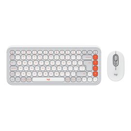 Logitech POP Icon Combo - Ensemble clavier et souris - sans fil - Bluetooth LE - QWERTY - International US - blanc cassé, orange