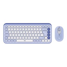 Logitech POP Icon Combo - Ensemble clavier et souris - sans fil - Bluetooth LE - QWERTY - International US - lilas, blanc cassé