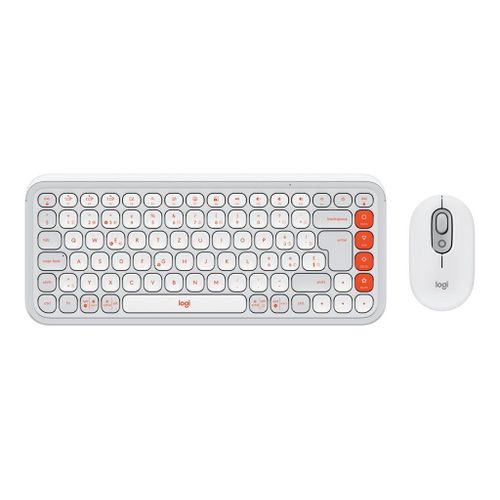 Logitech POP Icon Combo - Ensemble clavier et souris - sans fil - Bluetooth LE - QWERTZ - Suisse - blanc cassé, orange