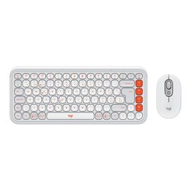 Logitech POP Icon Combo - Ensemble clavier et souris - sans fil - Bluetooth LE - QWERTZ - Suisse - blanc cassé, orange