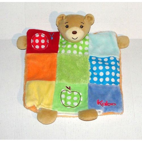 Doudou Ours Marionnette Patchwork Colors Pomme Escargot Kaloo 22cm