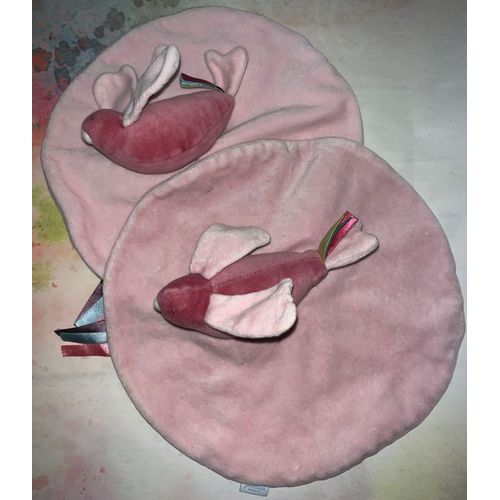 Doudou Oiseau Rose Jacadi Lot De Deux Doudous Peluches Bebe Naissance Soft Toy Baby Pink Birds