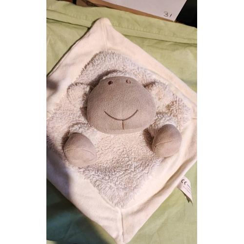 Doudou plat Mouton Agneau blanc beige NATURE ET DECOUVERTES