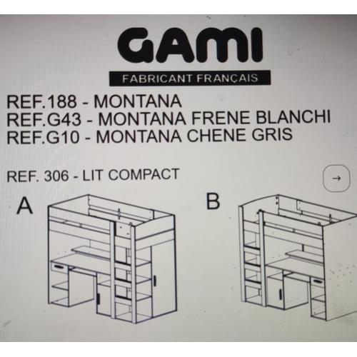 Lit Gautier Mezzanine Bureau Frêne Blanchi 180 Euros