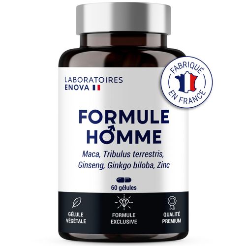 Formule Homme | Vigueur, Puissance, Endurance | Complexe De Plantes Pour Hommes : Maca, Tribulus Terrestris, Ginseng, Ginkgo Biloba, Zinc | 100% Naturel | 60 Gélules | Fabriqué En France 