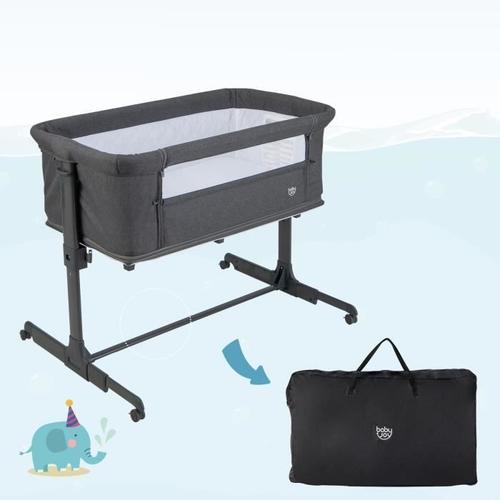 Costway Berceau Cododo Bébé Pliable 3-En-1 Avec Matelas,Blocs De Construction 2 Sangles 5 Hauteurs Réglables 4 Roues,Et Sac 0-6 Mois