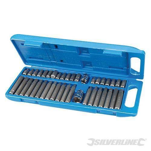 Coffret de 40 embouts de vissage en Torx, 6 pans et SPline - SILVERLINE