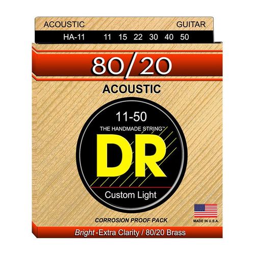 Dr Ha-11 - Hi-Beam - 80/20 Laiton, Jeu Guitare Acoustique, Custom Light 11-50