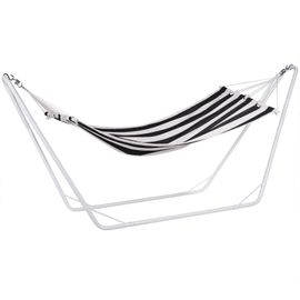 Hamac Crème Et Noir 200x80cm En Coton Avec Cadre En Métal