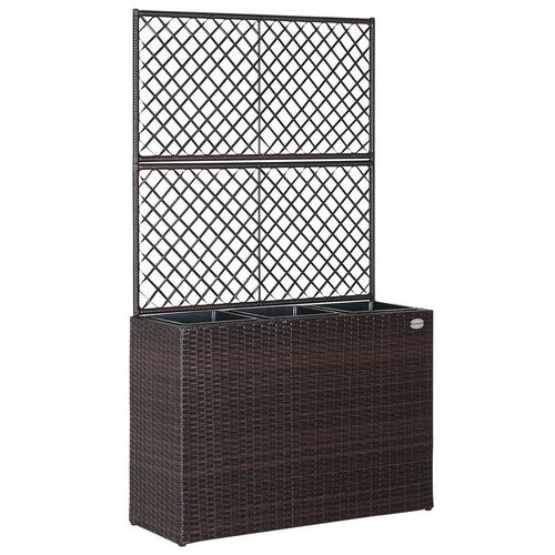 Jardinière En Polyrotin Brun Avec Treillis