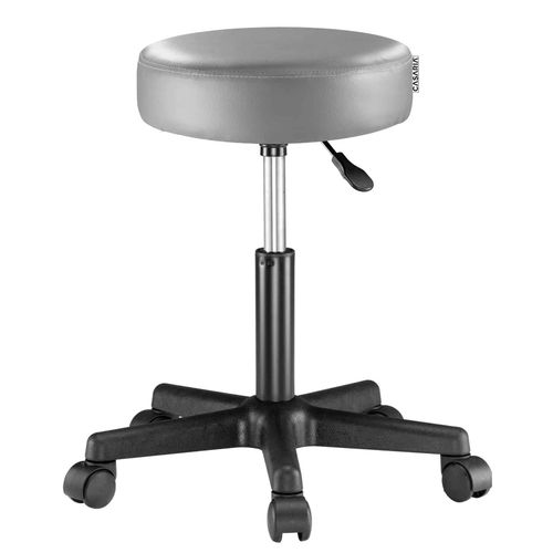 Tabouret À Roulettes Gris Rembourré Et Réglable