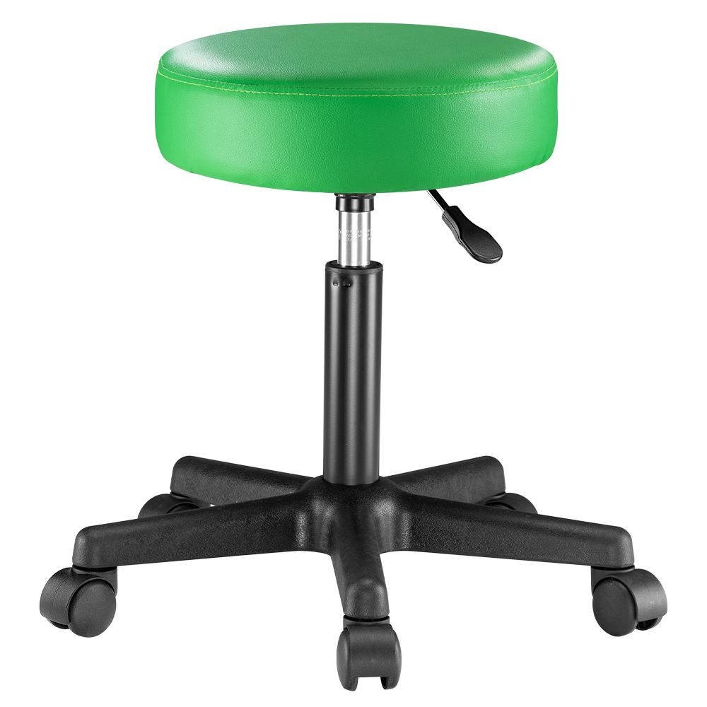 Tabouret À Roulettes Vert Pivotable Réglable En Hauteur