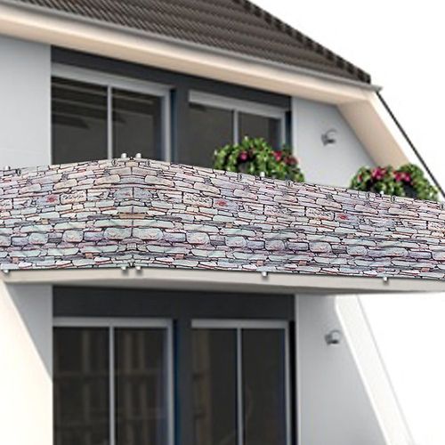 Brise Vue 500 X 90 Cm Pour Balcon Motif Pierre