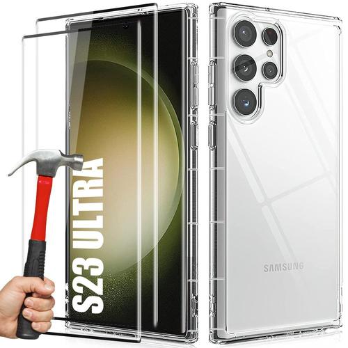 Coque + 2 Verres Trempés Pour Samsung Galaxy S23 Ultra Transparent Anti-Rayures - E.F.Connection