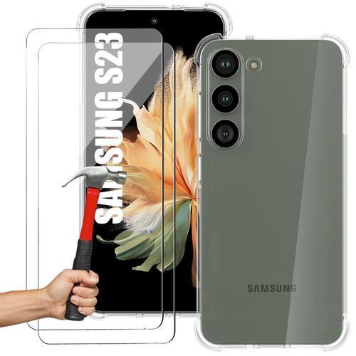 Coque Pour Samsung Galaxy S23 + 2 Verres Trempés, Pack Coque Tpu Protection Renforcée - E.F.Connection
