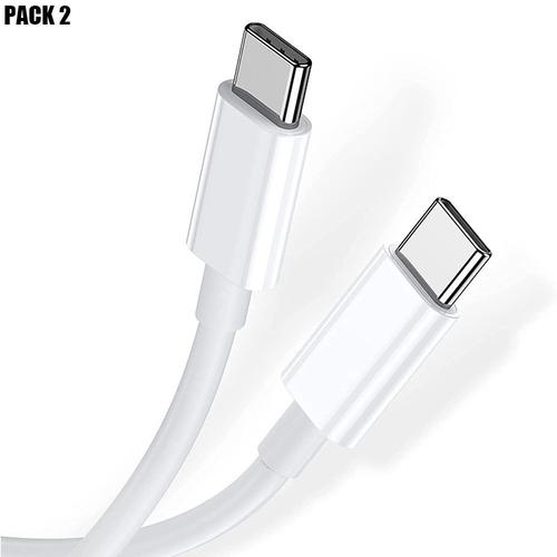 2 Câbles USB-C vers USB-C pour OPPO Find X5 Pro / Find X5 Lite / Find X5 - Blanc - 1 Mètre - E.F.Connection
