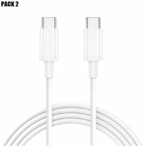 Lot 2 Câbles USB-C vers USB-C Blanc 1 Mètre pour Xiaomi 11T Pro 5G / 11T / 11i - E.F.Connection