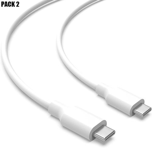 2 Câbles USB-C vers USB-C 1M pour Xiaomi 12 / 12X / 12 Pro / 12 Lite / 12T / 12T Pro - Blanc - E.F.Connection