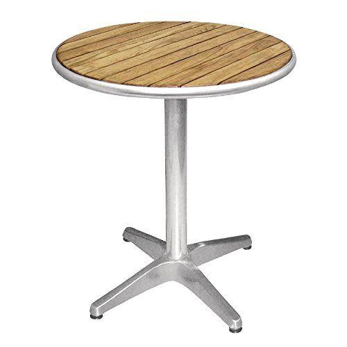 Bolero U428 Rond Piédestal Table Bistro Frêne Et Aluminium Dessus, 600 Mm, Argent