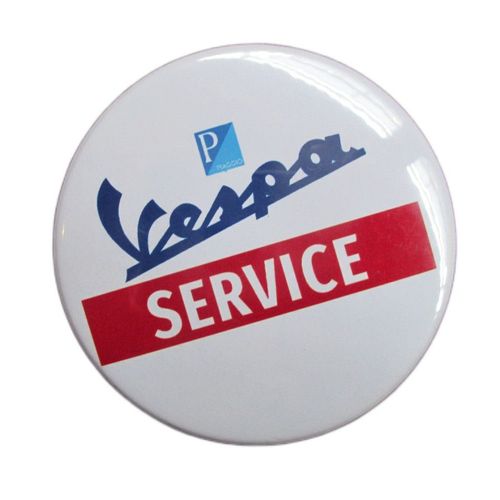 Magnet Rond 6 Cm Vespa Servizio Sur Fond Blanc Deco Garage Diner Loft