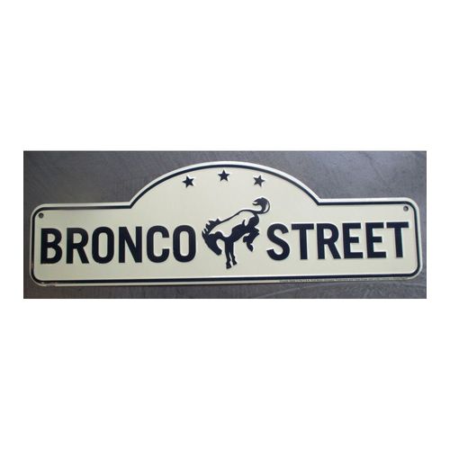 Blason Bronco Street Beige Et Noir 46x14cm Déco Americaine Plaque Tole