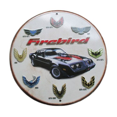 Plaque Pontiac Firebird Plusieurs Logos Tole Emboutie 30cm Usa