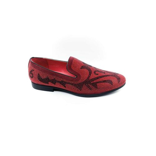 Mocassin Enfiler Rouge Homme