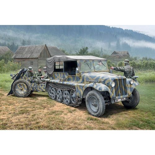 Maquette Véhicule Militaire Et Figurines : Sd.Kfz.10 Avec Obusier Le.Ig 18 Et Équipage-Maquettes Italeri
