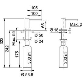 FRANKE; Robinet; Atlas Neo Sensor; Goulot extensible ; Industrial Black; Classe d'écoulement: 9 l/Min.; Classe d'efficacité énergétique: A;
