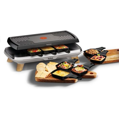 Tefal Appareil à raclette multifonction, Grill, Plancha, 8 coupelles RE610D12