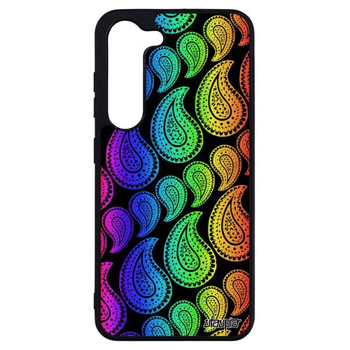 Coque Silicone Pour Samsung Galaxy S23+ Plus Motif Cachemire Design Caoutchouc Dessin Coloré Multicolore Motif Indien Vert 4g Fille