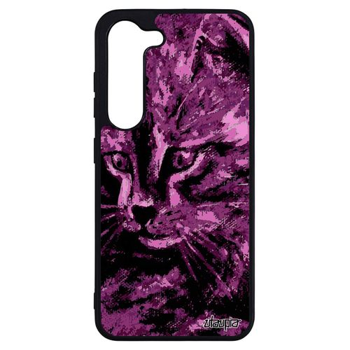 Coque Galaxy S23+ Plus Silicone Chat Chaton Peinture Huile Moustache Fantaisie Portable Mignon Rigide Petit Etui Felin Rose Samsung
