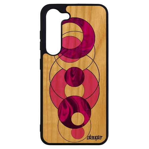 Coque Samsung Galaxy S23+ Plus En Bois Silicone Marbre 4g Motif Design Case Rose De Protection Rond Coloré Texture Pierre Bumper