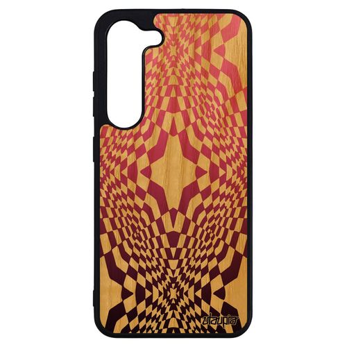 Coque Samsung Galaxy S23+ Plus Bois Silicone Illusion D'optique Etoile Graphique Telephone Art Visuel Rose Rigide Losange Pas Cher
