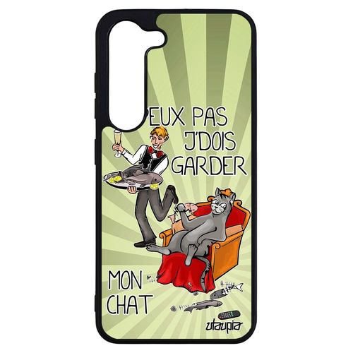 Coque Antichoc Pour Samsung Galaxy S23+ Plus Silicone J'peux Pas J'dois Garder Mon Chat Cartoon Animal Texte Humoristique Jpeux Vert