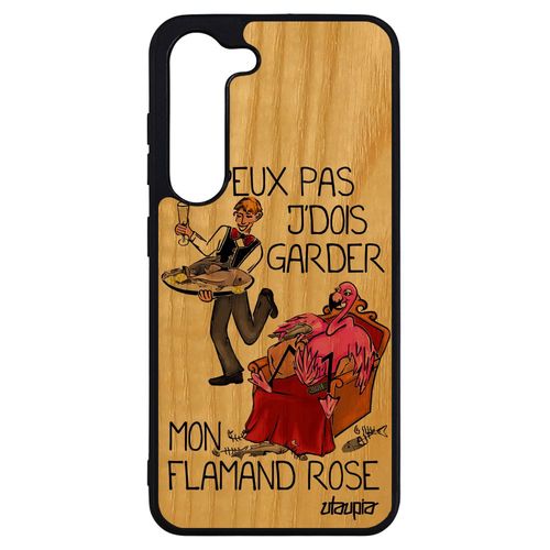 Coque Silicone Pour Samsung Galaxy S23+ Plus Bois J'peux Pas J'dois Garder Mon Flamand Rose Humour Sm-S916b Jpeux Drole Texte Oiseau