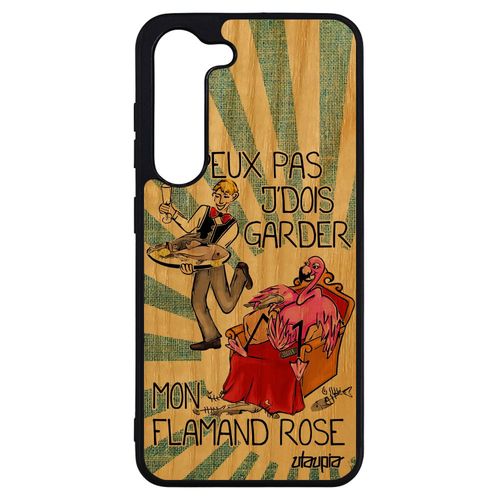 Coque Bois Silicone Humour J'peux Pas J'dois Garder Mon Flamand Rose Galaxy S23+ Plus Telephone 4g Jpeux Je Bd Cartoon Case Samsung