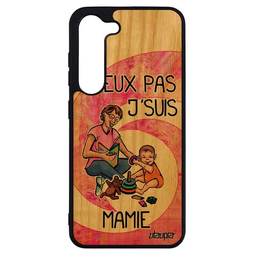 Coque Humour J'peux Pas J'suis Mamie Samsung Galaxy S23+ Plus Bois Silicone Drole Jpeux Bumper Grand Mere Mamy Je Rigide Case Rose