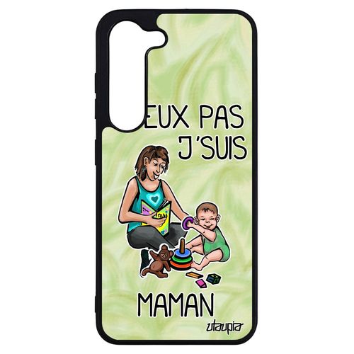 Coque Samsung Galaxy S23+ Plus Silicone J'peux Pas J'suis Maman Cadeau Fete Des Meres Jpeux Telephone Texte Vert Portable Je Motif