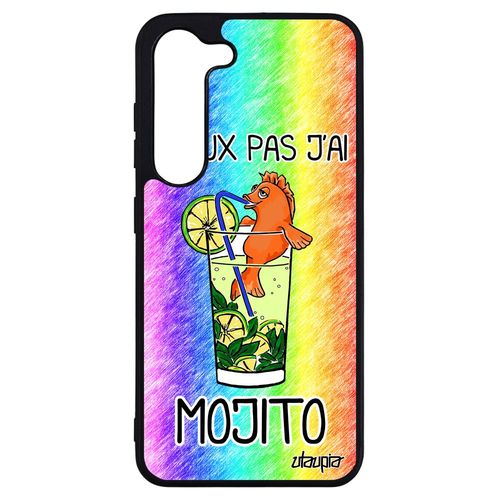 Coque Silicone Pour Samsung Galaxy S23+ Plus J'peux Pas J'ai Mojito Texte Vert Humoristique Bourré Comique Bd Rigide Drole Original
