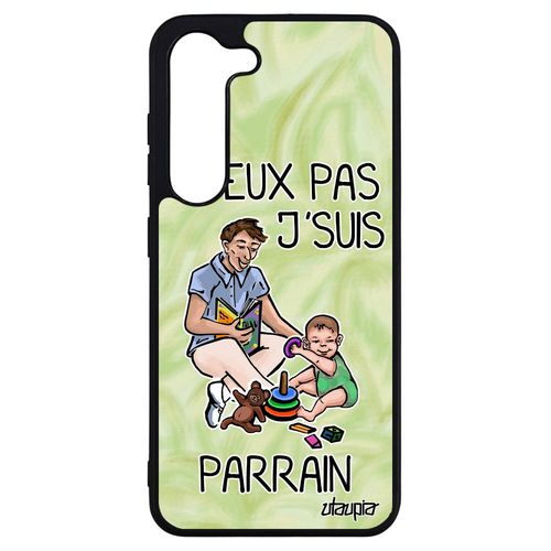 Coque J'peux Pas J'suis Parrain Galaxy S23+ Plus Silicone Sm-S916b/Ds Souple Case Comique Humour Texte Naissance Fille Vert Samsung