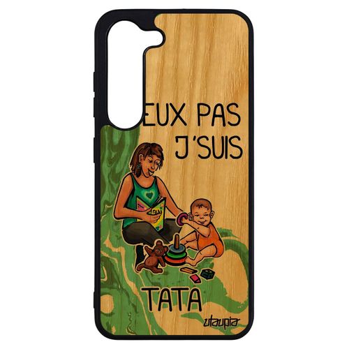 Coque Bois Silicone Galaxy S23+ Plus J'peux Pas J'suis Tata Tpu Dessin Comique Jpeux Tante Vert Telephone Bebe Je Texte Case Samsung