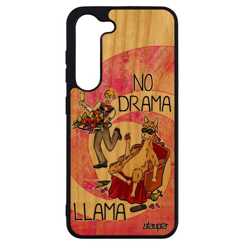 Coque Samsung Galaxy S23+ Plus Bois Silicone No Drama Lama Bande Dessinée Animal Case Dramallama Humour Rose Texte Drole Pas Cher De