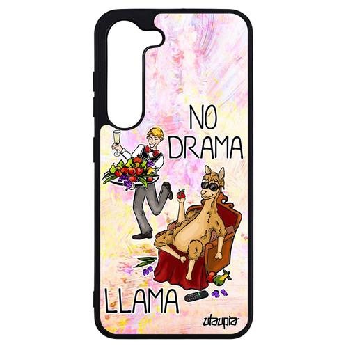 Coque Silicone No Drama Lama Samsung Galaxy S23+ Plus Texte Llama Jaune Humour Rigide Case Dramalama Design Housse Drole Comique De