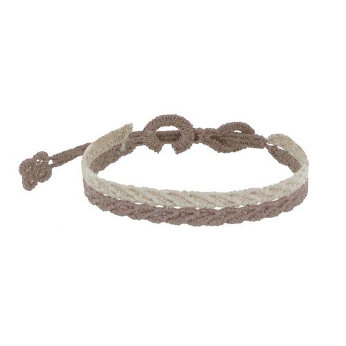 Les Poulettes Bijoux - Cruciani Bracelet Homme Dentelle Prospérité Bicolore Marron Et Beige