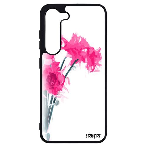 Coque Galaxy S23+ Plus Silicone Bouquet De Fleurs Aquarelle Portable Rose Romantique Love Etui Rigide Narcisse Nature Floral Samsung
